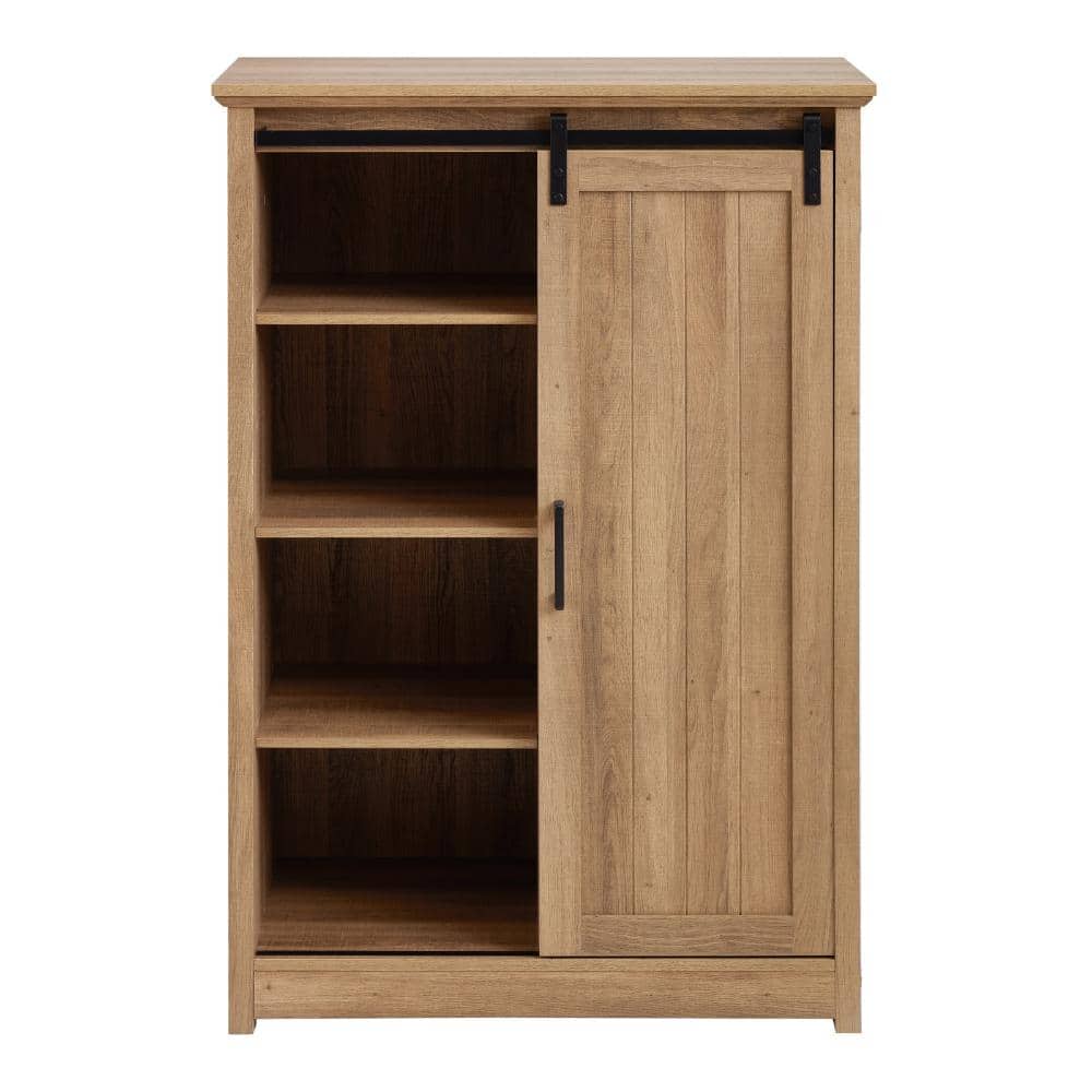 Oak 48 in. Accent Cabinet Office Storage Cabinet with 2 Shelves and 5 Drawers durable construction