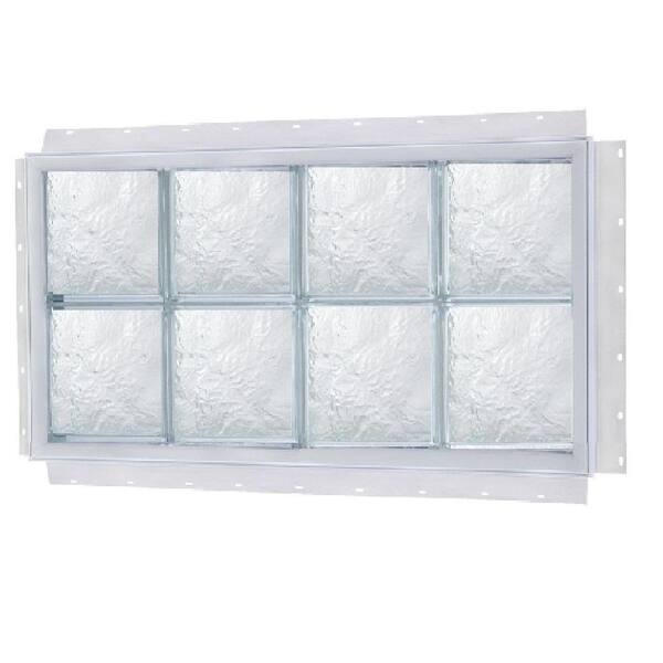 TAFCO WINDOWS 24 in. x 16 in. NailUp Ice Pattern Solid Glass Block Window