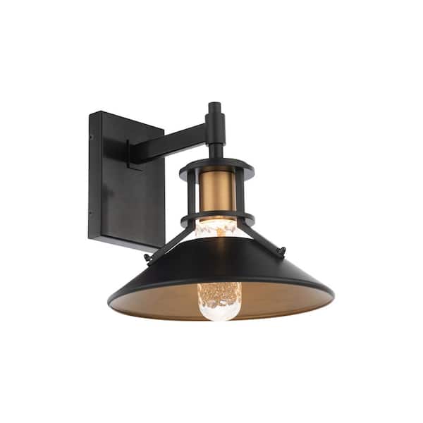WAC Lighting Sleepless 11 in. Black with Aged Brass Integrated LED Outdoor Wall Sconce, 3000K