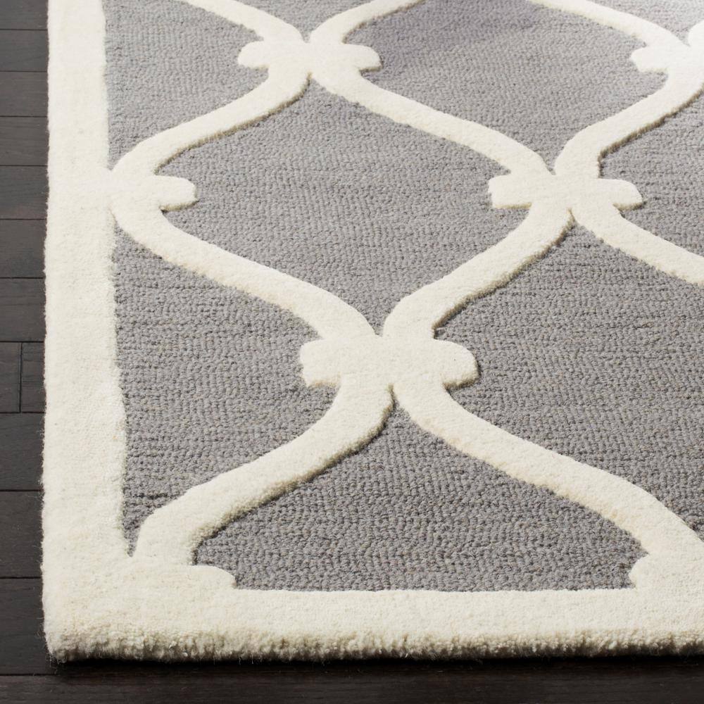 Handmade Dark Grey & Ivory Tufted Wool Rectangular Rug, 10' x 14'