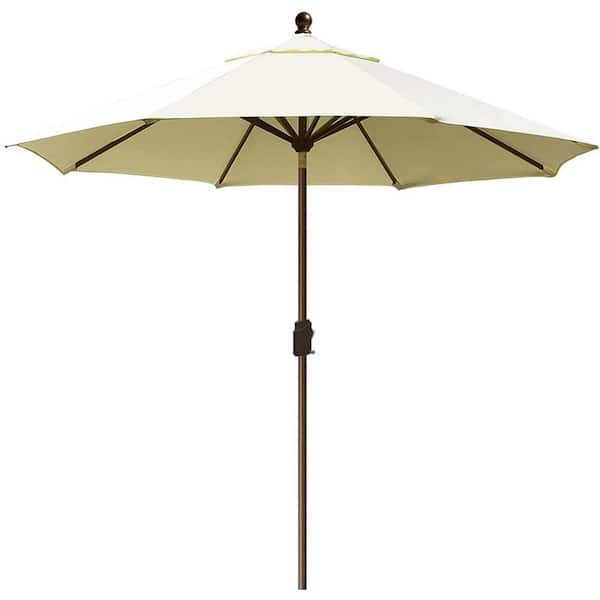 eliteShade Elite Shade 9 ft. Aluminum Market Patio Umbrella with Push Button Tilt Crank Lift in Natural Beige Sunbrella