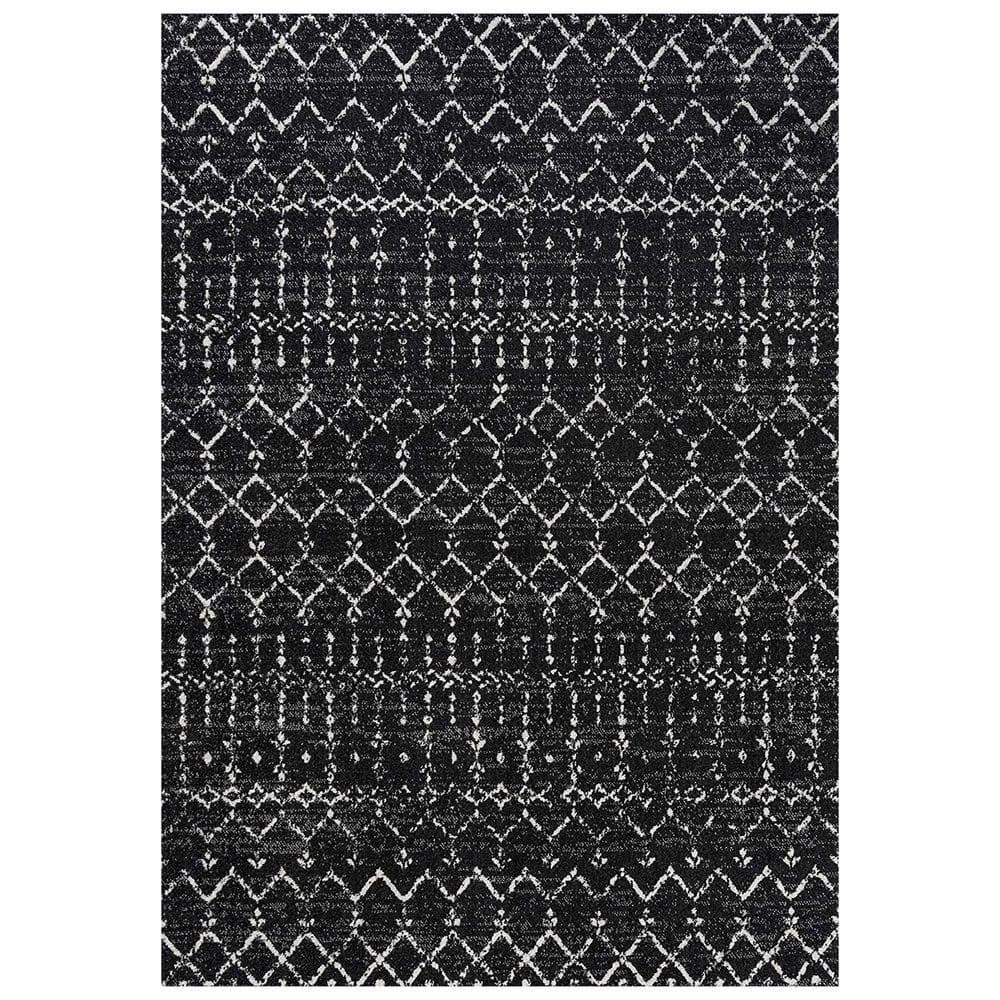Black Polypropylene 4 ft. x 6 ft. Trellis Indoor Area Rug