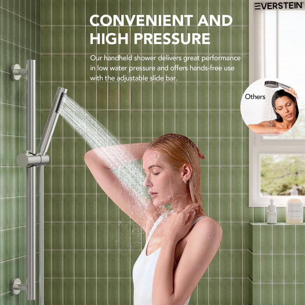 10" Brushed Nickel Adjustable Rainfall Shower System with Handheld
