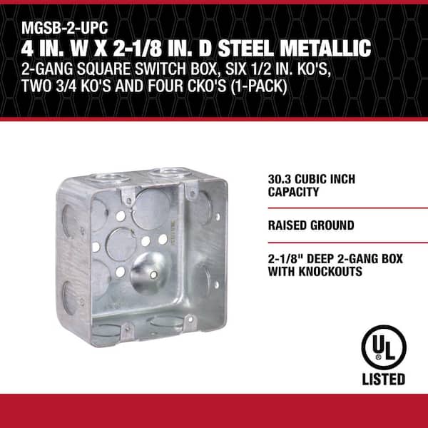 専用 Da Homlez ／ Southpaw 2枚セット Southwire 4 in. W x 2-1/8 in. D Steel Metallic 2-Gang Square