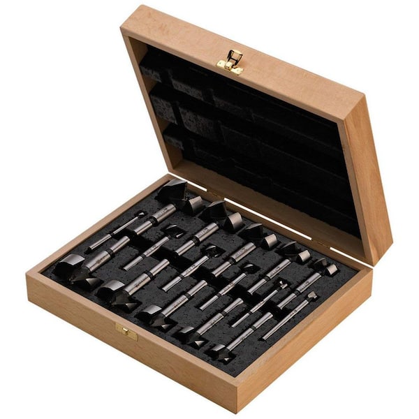 FSA196037 Forstner Wave Cutter Drill Bit Set (16‑Piece) in a Wooden Box