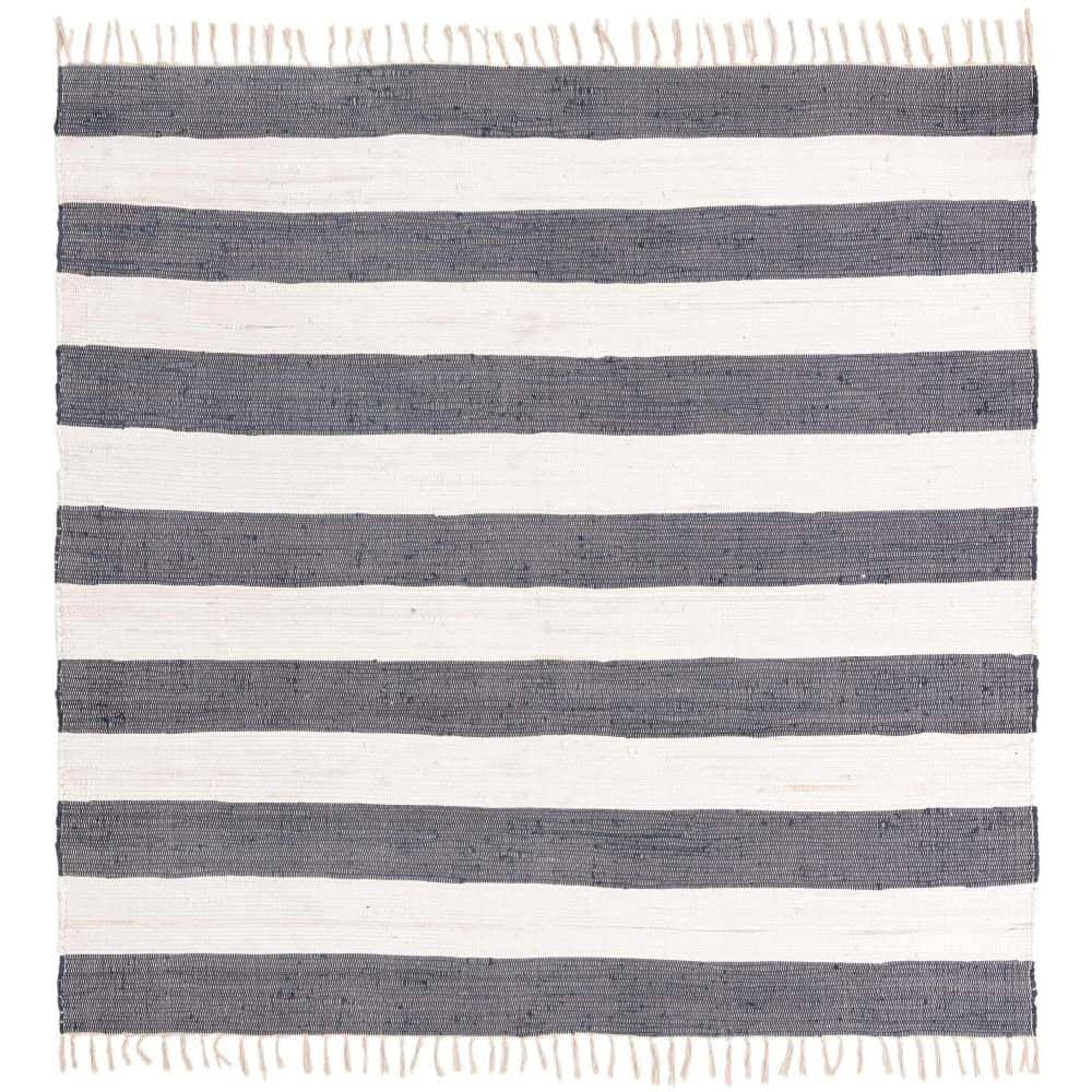 Chindi Rag Striped Navy Blue 7 ft. 10 in. x 7 ft. 10 in. Area Rug price history on PriceWatchPro