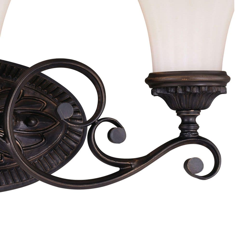 Venetian Bronze 3-Light Vanity Fixture with Etched Glass