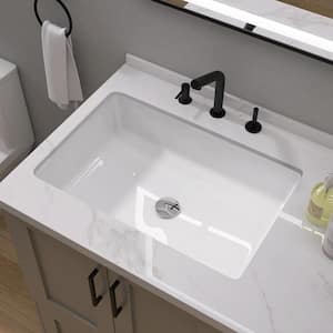 23 in. Undermount Bathroom Sink in Glossy White Vitreous China Sink for Bathroom with Overflow Rectangle Bathroom Sink