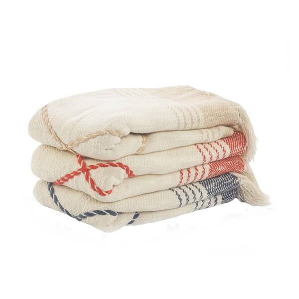 Coastal Edge Blue/White Geometric Diamond All Natural Cotton Throw