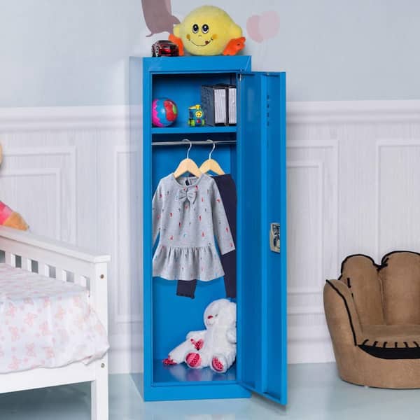 Blue Metal 48 in. Kids Storage Cabinet Locker Safe Storage Children Single Tier with Lockers Lock And Key