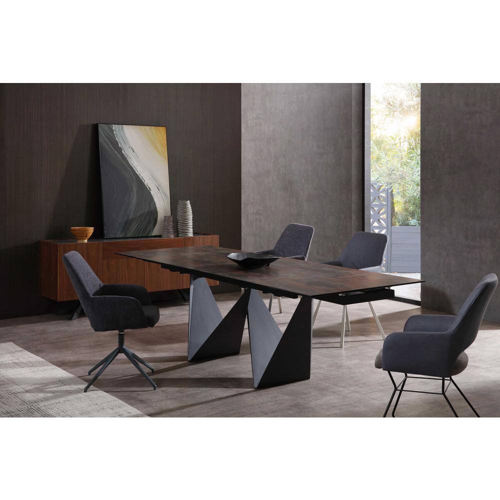 HomeRoots Danielle Acrylic Stone 71 in Double Pedestal Dining Table (Seats 6) -  2000372069