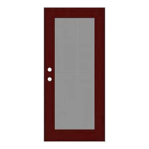 Full View 30 in. x 80 in. Left-Hand/Outswing Wineberry Aluminum Security Door with Meshtec Screen