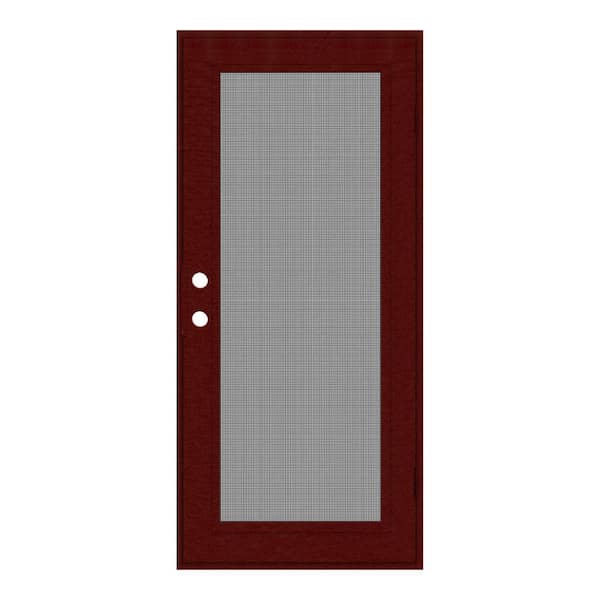 Unique Home Designs Full View 32 in. x 80 in. Left-Hand/Outswing Wineberry Aluminum Security Door with Meshtec Screen