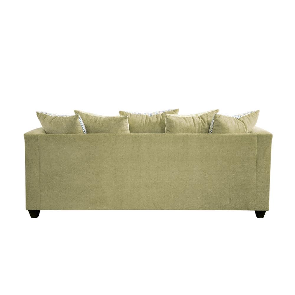Fern Green Chenille Fabric 2-Piece Sectional Sofa with Throw Pillows