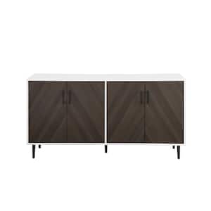 Hampton 58 in. Ash Brown Bookmatch and Solid White Buffet Stand