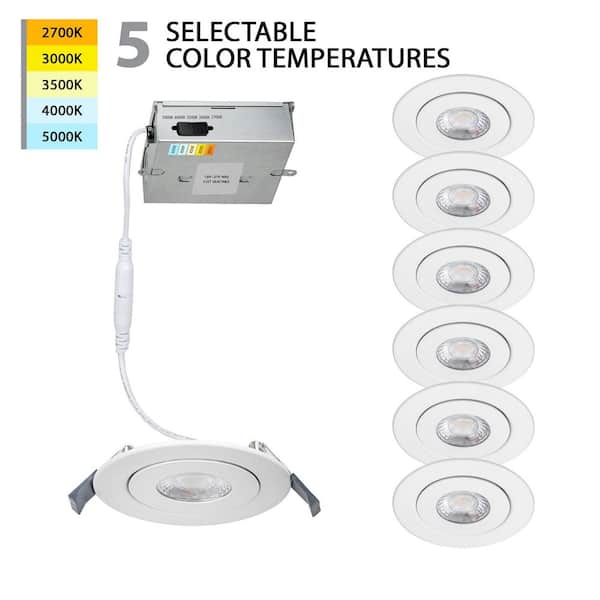 WAC LIMITED Lotos 4 in. Round Adjustable Tunable CCT New Construction/Remodel Canless White Integrated LED Recessed Light Kit 6 Pack