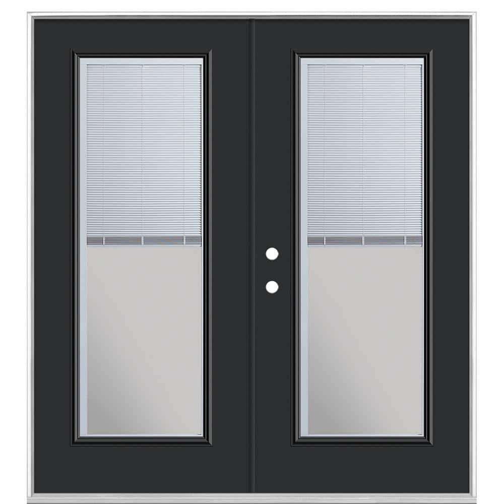 72 in. x 80 in. Jet Black Steel Prehung Right-Hand Inswing Mini Blind Patio Door in Vinyl Frame without Brickmold price history on PriceWatchPro