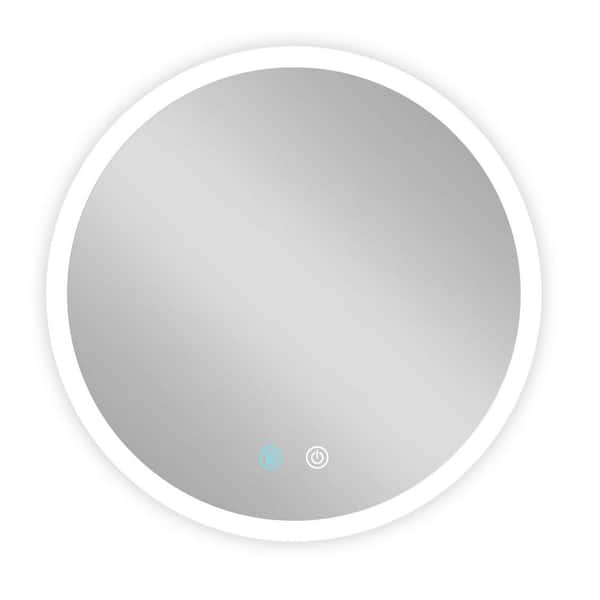 Unbranded 24 in. W x 24 in. H Round Frameless Wall Mount Bathroom Vanity Mirror with LED Backlit Dimmable Anti-Fog