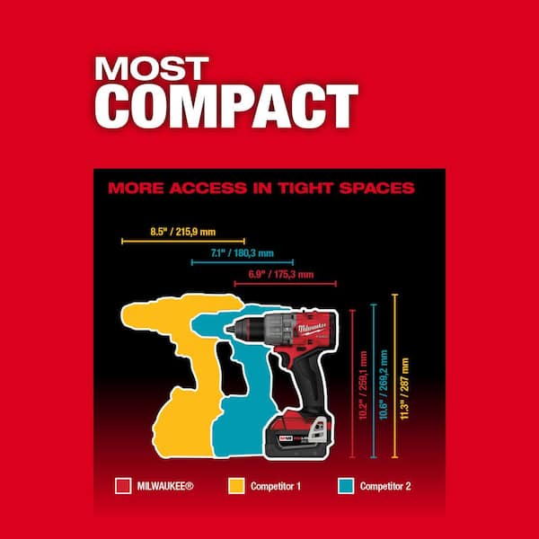 Milwaukee - M18 FUEL 18V Lithium Ion Brushless Cordless 1/2 in. Hammer Drill/Driver with (2) 6Ah High Output Batteries and Charger