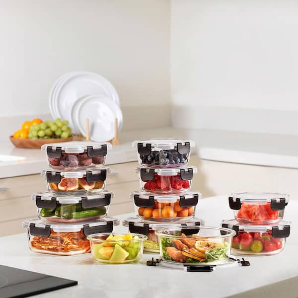 Sorbus 24-Piece Glass Food Storage Containers with Lids-Microwave