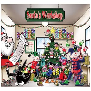 7 ft. x 8 ft. Santa's Workshop Holiday Garage Door Decor Mural for Single Car Garage