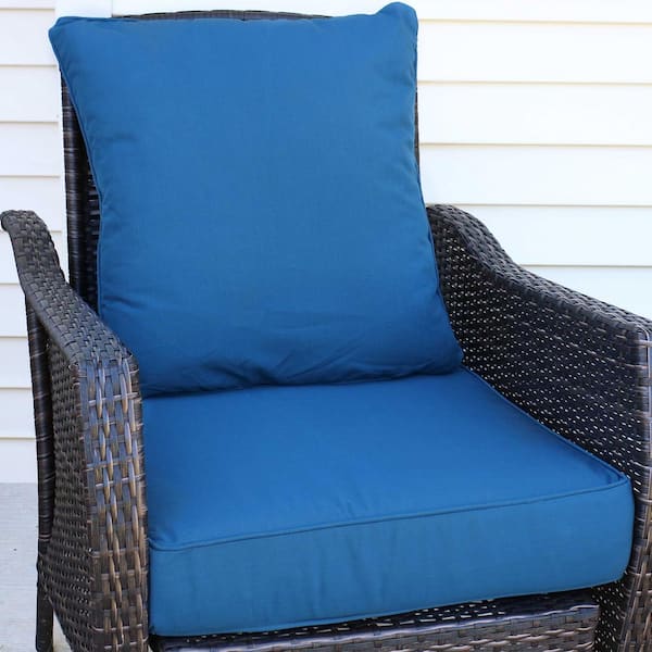 ARTPLAN Outdoor Cushion Thick Deep Seat Pillow Back for Wicker Chair, 24 in. x 24 in. x 6 in., Square, Light Blue