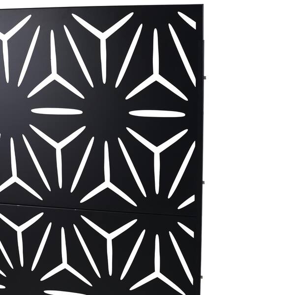 Sudzendf Black Metal Outdoor Indoor Privacy Screens and Panels with Free Standing, Decorative Screen for Balcony Patio Garden