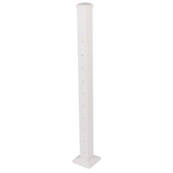 Cable Rail 2-1/2 in. x 2-1/2 in. x 39 in. Textured White Aluminum Line Post for Cable Railing System