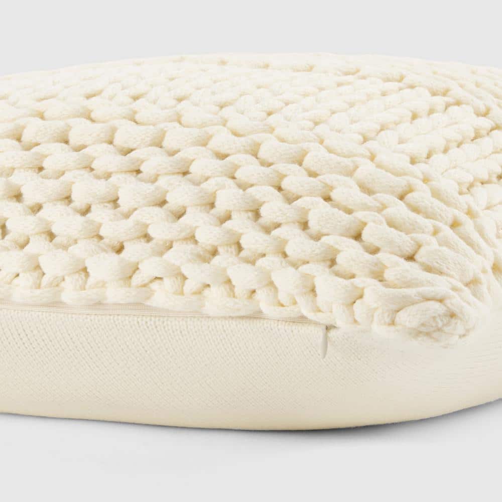 Ivory Chunky Knit Acrylic Throw Pillow Set
