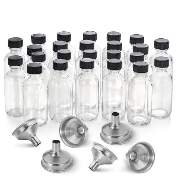 Angel Sar 2 oz Small Clear Glass Decorative Bottles with Lid and 6