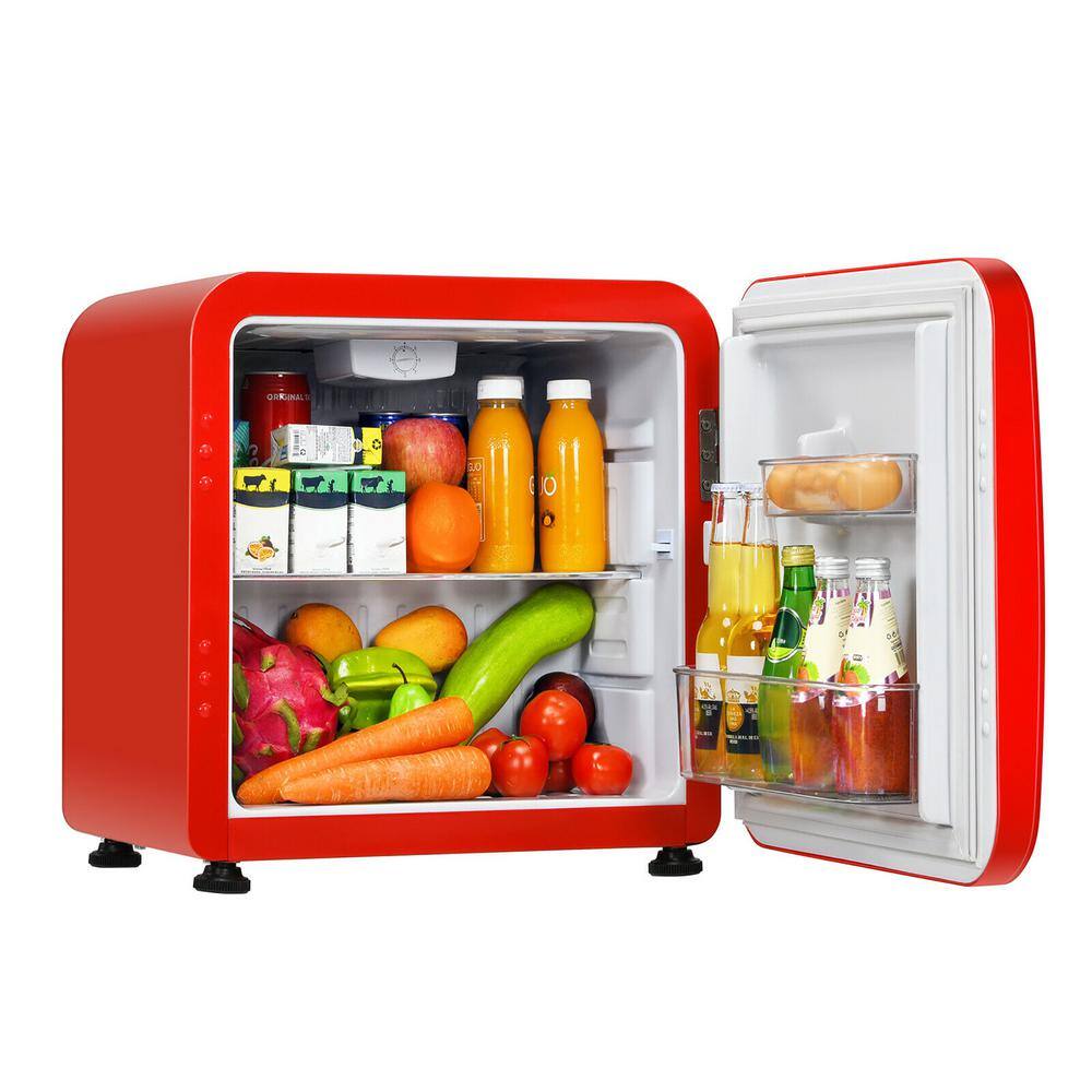 1.6 Cubic Feet Red Compact Mini Refrigerator with Reversible Door