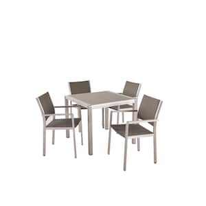 Cape Coral 30 in. Silver 5-Piece Metal Square Outdoor Dining Set