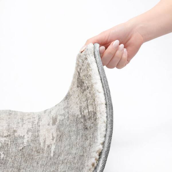 Dream Shag Premium Machine Washable Abstract ADS705 Silver 5 ft. x 7 ft. 6 in. Area Rug