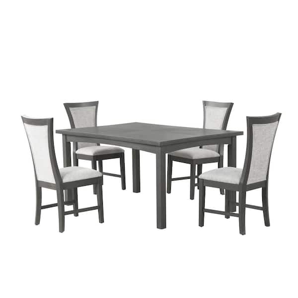 NEW CLASSIC HOME FURNISHINGS New Classic Furniture Flair 5-Piece Rectangular Gray Solid Wood Top Dining Room Set