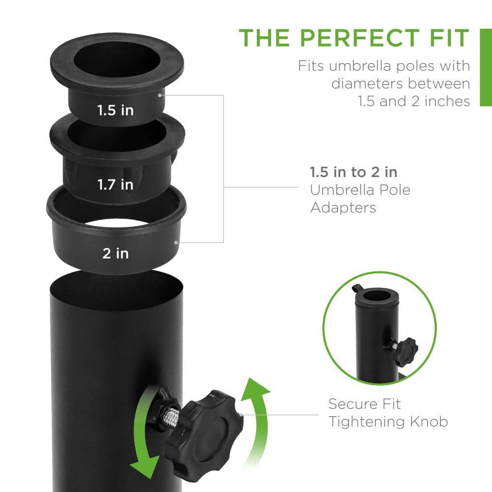 38.5lb Black Steel Square Patio Umbrella Base