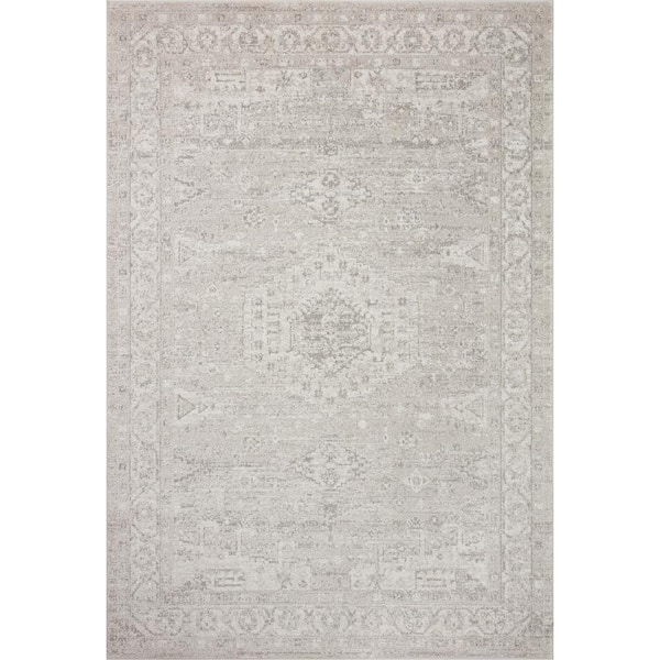 LOLOI II Odette Silver/Ivory 18 in. x 18 in. Sample Oriental Sample Rug