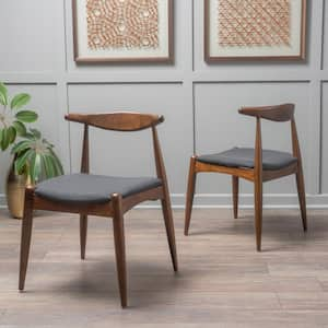 Francie Charcoal and Walnut Upholstered Dining Chairs (Set of 2)