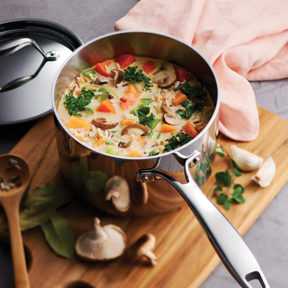 Tri-Ply Clad Stainless Steel 2-Quart Sauce Pan with Lid