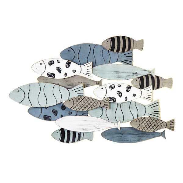 HomeRoots 34.85 in. Charlie Metal Light Blue Wall Decor