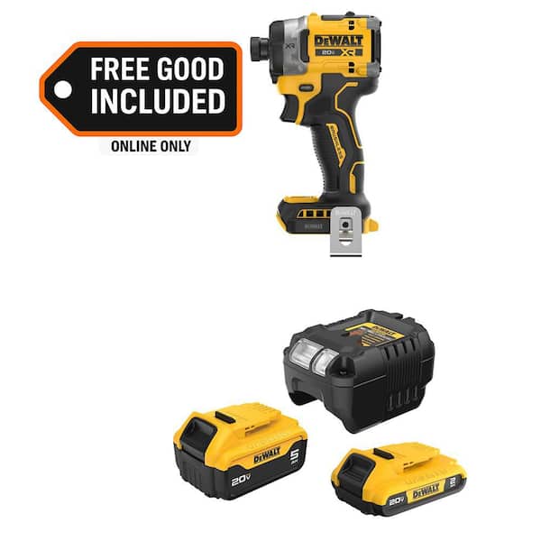 20-Volt MAX XR Lithium-Ion Cordless Impact Driver with 20-Volt MAX 5.0 Ah and 2.0 Ah Battery Packs and Charger