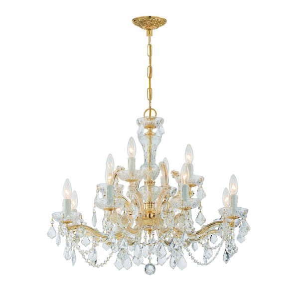 Crystorama Maria Theresa 12-Light Gold Crystal Chandelier