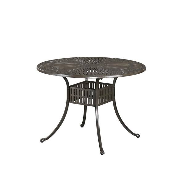Homestyles Grenada Taupe Tan 42 In Round Cast Aluminum Outdoor Dining Table 6661 30 The Home Depot - Patio Dining Table Home Depot Canada