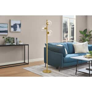 Vista Heights 62 in. 3 Light Aged brass Standard Indoor Floor Lamp With Clear Glass Shade