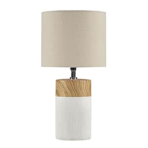 17.32 in. White Textured Ceramic Reading Desk Lamp with Cylinder Style Base and Round Drum Shade