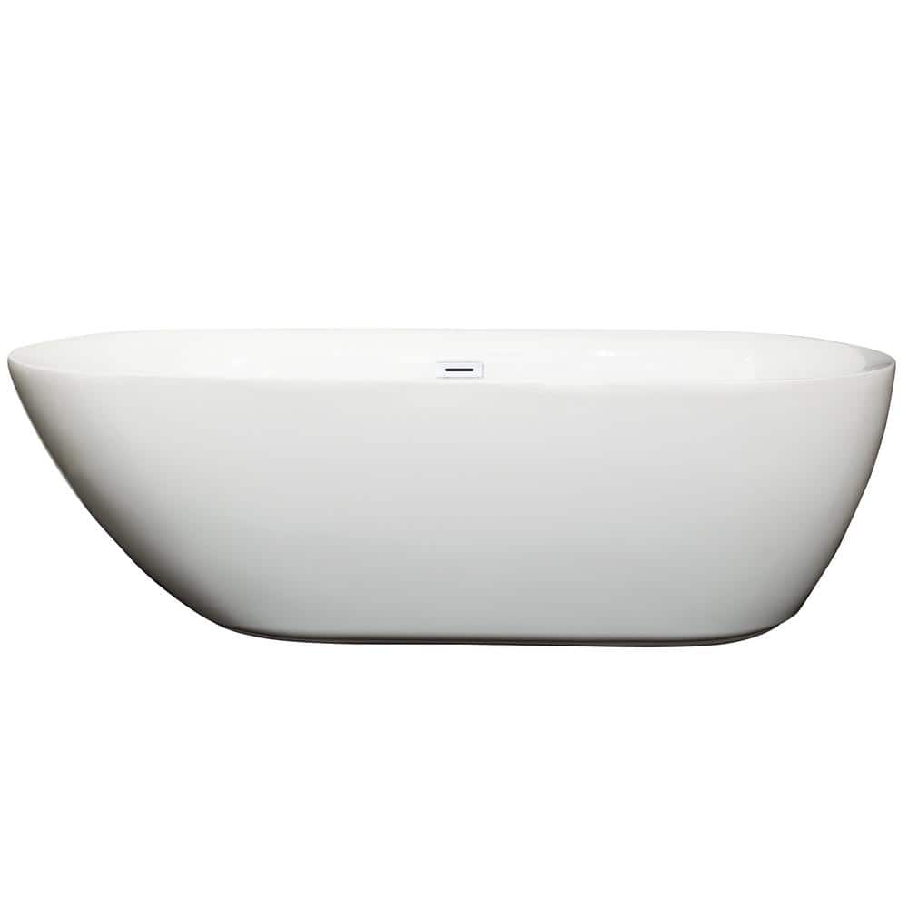 Melissa 71'' Shiny White Freestanding Acrylic Soaking Bathtub