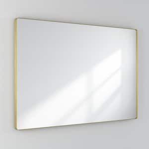 55 in. W x 36 in. H Rectangular Framed Wall Mounted Bathroom Vanity Mirror in Brushed Gold