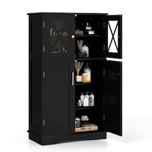 23.5 in.W x 12 in.D x 42.5 in.H Black MDF Freestanding Linen Cabinet