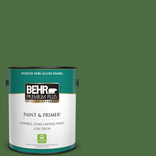 BEHR PREMIUM PLUS 1 gal. #S-H-440 Pine Scent Semi-Gloss Enamel Low Odor Interior Paint & Primer