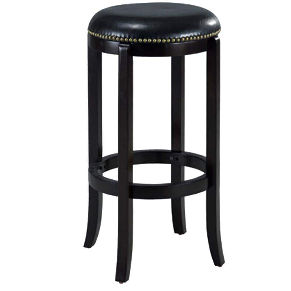 Cordova 29" Traditional Black Leather Swivel Counter Stool