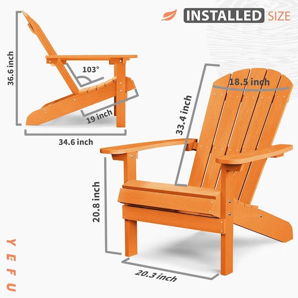 Classic Orange Plastic Outdoor Patio Adirondack Chair